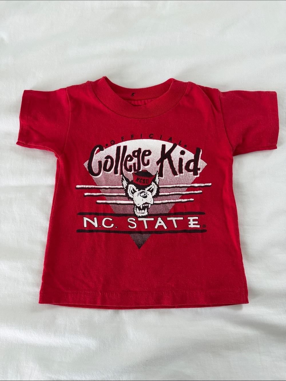 Vintage N.C. State 'College Kid' Graphic Tee Red Toddler Size 3 Single Stitch